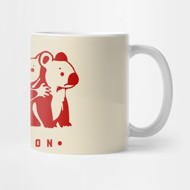 Funny coalition pun. Bunch of cute koalas in minimal style in red ink by croquis design